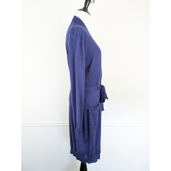 Piazza Sempione Cardigan Sweater Wool Silk Long Knit Fall Winter Blue Size S - Picture 7 of 11